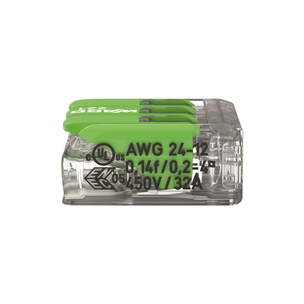Wago Verbindungsklemme 221 221-423, 0,2-4mm2, Transparent/Grün... WAGO-221-423 4066966345438 (Abb. 7)