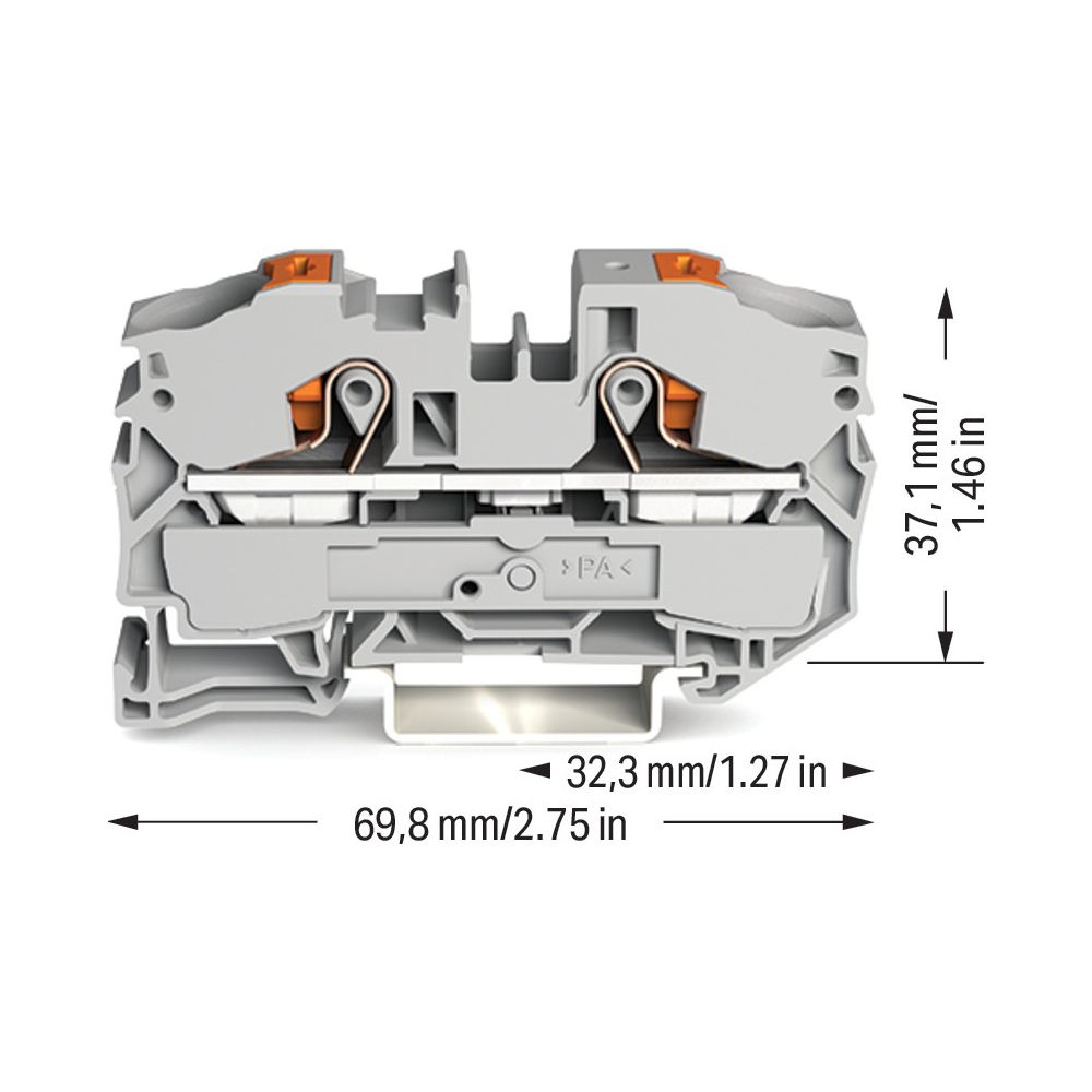 Wago 2-Leiter-Durchgangsklemme 2216-1201, 16mm2, 800V, 76A, 12x69,8x37,1mm, Polyamid, G... WAGO-2216-1201 4055143732727 (Abb. 8)