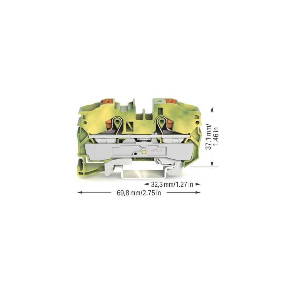 Wago 2-Leiter-Schutzleiterklemme TOPJOB S 2216-1207, 16mm2, 69,8x12x37,1mm, Polyamid, G... WAGO-2216-1207 4055143732765 (Abb. 5)