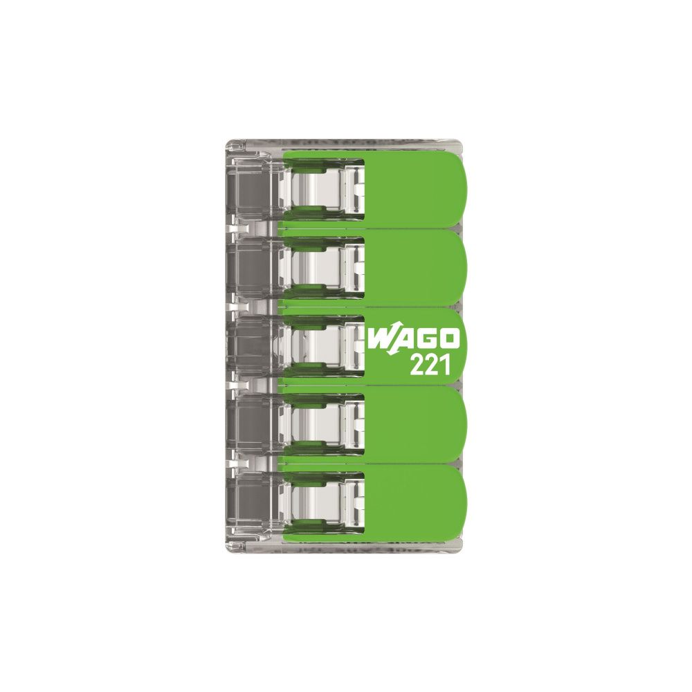 Wago Verbindungsklemme 221 5-Leiter, 0,2-4mm2, Polycarbonat, Transparent, 221-425... WAGO-221-425 4066966345285 (Abb. 7)