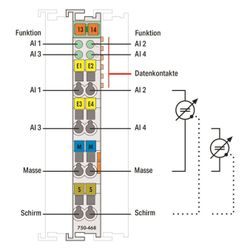 Wago Analogeingangsmodul 750-468, 4-Kanal DC 0-10V, Polycarbonat/Polyamid 6.6, lichtgrau,... WAGO-750-468 4045454393045 (Abb. 1)