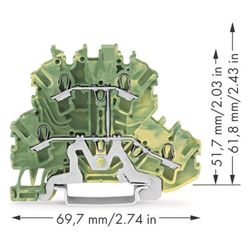 Wago Doppelstockklemme 2002-2207, 2,5mm2, 5,2x69,7x51,7mm, Grün/Gelb... WAGO-2002-2207 4044918691147 (Abb. 1)