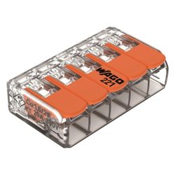 Wago COMPACT-Verbindungsklemme 221 221-415, 0,14-4mm2, Polycarbonat, Transparent/Orange, ... WAGO-221-415 4055143234658 (Abb. 1)
