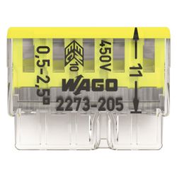 Wago COMPACT-Verbindungsdosenklemme 2273 2273-205, 5-Leiter 0,5-2,5mm2, Polycarbonat, Ge... WAGO-2273-205 4050821027874 (Abb. 1)