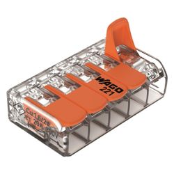 Wago COMPACT-Verbindungsklemme 221 221-415, 0,14-4mm2, Polycarbonat, Transparent/Orange, ... WAGO-221-415 4055143234658 (Abb. 1)