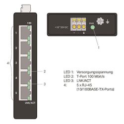 Wago Industrial-ECO-Switch 852-111, 5 Ports 100Base-TX, Stahlblech, schwarz... WAGO-852-111 4045454847593 (Abb. 1)