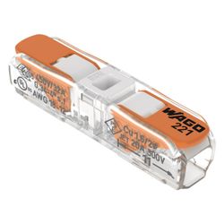 Wago Durchgangsverbinder 221 221-2401, 0,2-4mm2, 450V, 32A, Transparent/Orange... WAGO-221-2401 4066966120271 (Abb. 1)