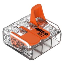 Wago Verbindungsklemme 221-413 COMPACT, 0,14-4mm2, Polycarbonat, Transparent/Orange... WAGO-221-413 4050821808442 (Abb. 1)