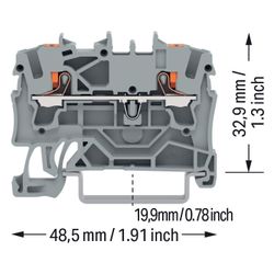 Wago 2-Leiter-Durchgangsklemme 2202 2202-1201, 2,5mm2, Polyamid, grau... WAGO-2202-1201 4055143848497 (Abb. 1)