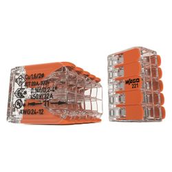 Wago Verbindungsklemme 221 221-420, 10-Leiter 0,2-4mm2, Polycarbonat, Transparent... WAGO-221-420 4066966611663 (Abb. 1)