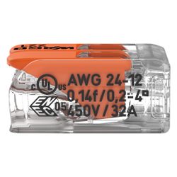 Wago Verbindungsklemme 221 221-412, 0,14-4mm2, 2-Leiter, Transparent/Orange... WAGO-221-412 4050821808435 (Abb. 1)