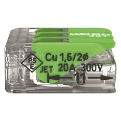 Wago Verbindungsklemme 221 221-423, 0,2-4mm2, Transparent/Grün... WAGO-221-423 4066966345438 (Abb. 1)