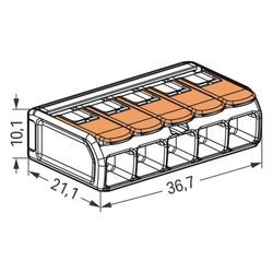 Wago Verbindungsklemme 221-615 COMPACT 5-Leiter, 0,5-6mm2, Polycarbonat, Transparent/Oran... WAGO-221-615 4055143715478 (Abb. 1)