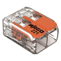 Wago Verbindungsklemme 221 221-612, 0,5-6mm2, Polycarbonat, Transparent/Orange... WAGO-221-612 4055143704168 (Abb. 1)