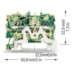 Wago Schutzleiterklemme TOPJOB S 2002, 2,5mm2, 5,2x50,8x32,9mm, Polyamid, Grün/Gelb... WAGO-2002-1207 4017332999212 (Abb. 1)
