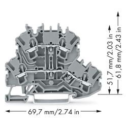 Wago Doppelstockklemme TOPJOB S 2002-2201, 500V 24A 5,2mm, Polyamid, Grau... WAGO-2002-2201 4044918753517 (Abb. 1)