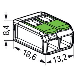 Wago Verbindungsklemme 221 221-422, 2-Leiter 4mm2, Polycarbonat, Transparent/Grün... WAGO-221-422 4066966345384 (Abb. 1)