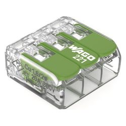 Wago Verbindungsklemme 221 221-423, 0,2-4mm2, Transparent/Grün... WAGO-221-423 4066966345438 (Abb. 1)