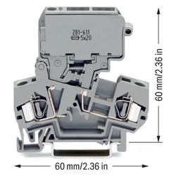 Wago 2-Leiter-Sicherungsklemme 281 281-611, 800V 10A 4mm2, Polyamid, Grau... WAGO-281-611 4045454614591 (Abb. 1)