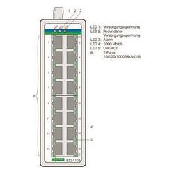 Wago Industrial-Switch 852-1106, 16 Ports 1000 Mbit/s, Aluminium, metallisch schwarz... WAGO-852-1106 4055143604659 (Abb. 1)