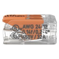 Wago Verbindungsklemme 221 221-412, 0,14-4mm2, 2-Leiter, Transparent/Orange... WAGO-221-412 4050821808435 (Abb. 1)