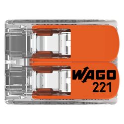 Wago Verbindungsklemme 221 221-412, 0,14-4mm2, 2-Leiter, Transparent/Orange... WAGO-221-412 4050821808435 (Abb. 1)
