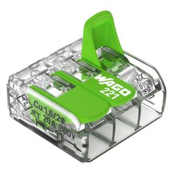 Wago Verbindungsklemme 221 221-423, 0,2-4mm2, Transparent/Grün... WAGO-221-423 4066966345438 (Abb. 1)