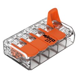 Wago COMPACT-Verbindungsklemme 221 221-415, 0,14-4mm2, Polycarbonat, Transparent/Orange, ... WAGO-221-415 4055143234658 (Abb. 1)