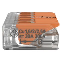 Wago Verbindungsklemme 221-615 COMPACT 5-Leiter, 0,5-6mm2, Polycarbonat, Transparent/Oran... WAGO-221-615 4055143715478 (Abb. 1)