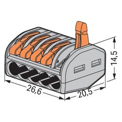 Wago Verbindungsklemme 222-415, 5-Leiter, 0,08-4mm2, 400V, 32A, Grau... WAGO-222-415 4044918464956 (Abb. 1)