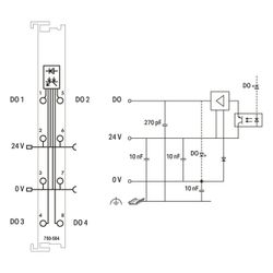 Wago Digitalausgangsmodul 750-504, 4-Kanal, 24V, 0,5A, Polycarbonat/Polyamid 6.6, lichtgr... WAGO-750-504 4045454582326 (Abb. 1)