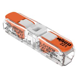 Wago Durchgangsverbinder 221 221-2401, 0,2-4mm2, 450V, 32A, Transparent/Orange... WAGO-221-2401 4066966120271 (Abb. 1)