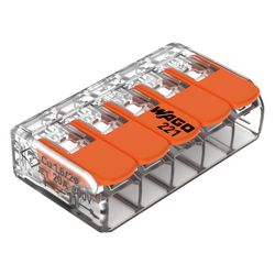 Wago COMPACT-Verbindungsklemme 221 221-415, 0,14-4mm2, Polycarbonat, Transparent/Orange, ... WAGO-221-415 4055143234658 (Abb. 1)
