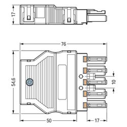 Wago Buchsenteil WINSTA MIDI 770-105, 5-polig, 400V, 25A, 76x54,6x17mm, Polyamid, Schwarz... WAGO-770-105 4044918252157 (Abb. 1)
