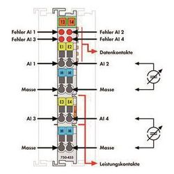 Wago Analogeingangsmodul 750-455, 4-Kanal, 12 Bit, 12x100x69,8mm, Polycarbonat/Polyamid 6... WAGO-750-455 4045454439606 (Abb. 1)
