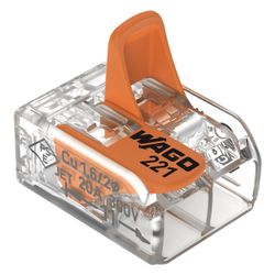 Wago Verbindungsklemme 221 221-412, 0,14-4mm2, 2-Leiter, Transparent/Orange... WAGO-221-412 4050821808435 (Abb. 1)