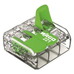Wago Verbindungsklemme 221 221-423, 0,2-4mm2, Transparent/Grün... WAGO-221-423 4066966345438 (Abb. 1)