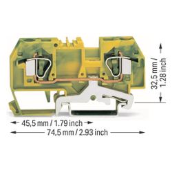 Wago 2-Leiter-Schutzleiterklemme 282 282-907, 6mm2, 8x74,5x32,5mm, Grün/Gelb... WAGO-282-907 4044918471794 (Abb. 1)