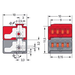 Wago 4-Leiter-Buchsenklemme 243-211, 0,6-0,8mm, Polyamid, Dunkelgrau/Rot... WAGO-243-211 4055143962315 (Abb. 1)