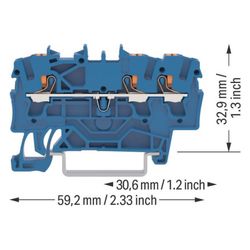 Wago 3-Leiter-Durchgangsklemme TOPJOB S 2202-1304, 2,5mm2, Thermoplast, Blau... WAGO-2202-1304 4055143848558 (Abb. 1)
