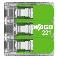 Wago Verbindungsklemme 221 221-423, 0,2-4mm2, Transparent/Grün... WAGO-221-423 4066966345438 (Abb. 1)