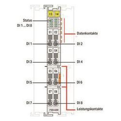 Wago Digitaleingangsmodul 750-430, 8 Kanäle, 24V DC, 3ms, 100x12x67,8mm, Polycarbonat/Pol... WAGO-750-430 4045454392802 (Abb. 1)
