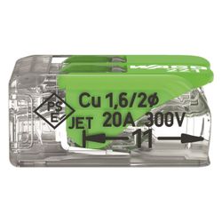 Wago Verbindungsklemme 221 221-422, 2-Leiter 4mm2, Polycarbonat, Transparent/Grün... WAGO-221-422 4066966345384 (Abb. 1)