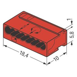 Wago MICRO-Verbindungsdosenklemme 243 243-808, 8-Leiter 0,6-0,8mm, Rot... WAGO-243-808 4044918502795 (Abb. 1)