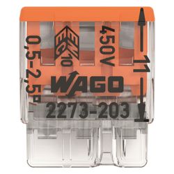 Wago COMPACT-Verbindungsdosenklemme 2273-203, 3-Leiter 0,5-2,5mm2, Polycarbonat, Transpa... WAGO-2273-203 4050821027850 (Abb. 1)