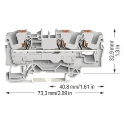 Wago 3-Leiter-Durchgangsklemme 2206 2206-1301, 6mm2 800V 41A, Polyamid, grau... WAGO-2206-1301 4055143712088 (Abb. 1)
