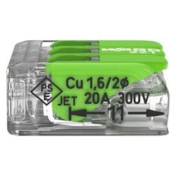 Wago Verbindungsklemme 221 221-423, 0,2-4mm2, Transparent/Grün... WAGO-221-423 4066966345438 (Abb. 1)