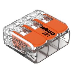 Wago Verbindungsklemme 221-413 COMPACT, 0,14-4mm2, Polycarbonat, Transparent/Orange... WAGO-221-413 4050821808442 (Abb. 1)