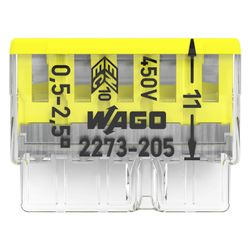 Wago COMPACT-Verbindungsdosenklemme 2273 2273-205, 5-Leiter 0,5-2,5mm2, Polycarbonat, Ge... WAGO-2273-205 4050821027874 (Abb. 1)