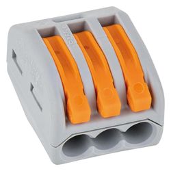 Wago Verbindungsklemme 222 222-413, 3-Leiter, 0,08-4mm2, 400V, 32A, Grau... WAGO-222-413 4017332955676 (Abb. 1)
